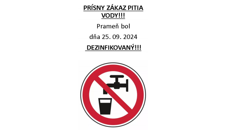 Zákaz pitia z prameňa po dezinfekcii