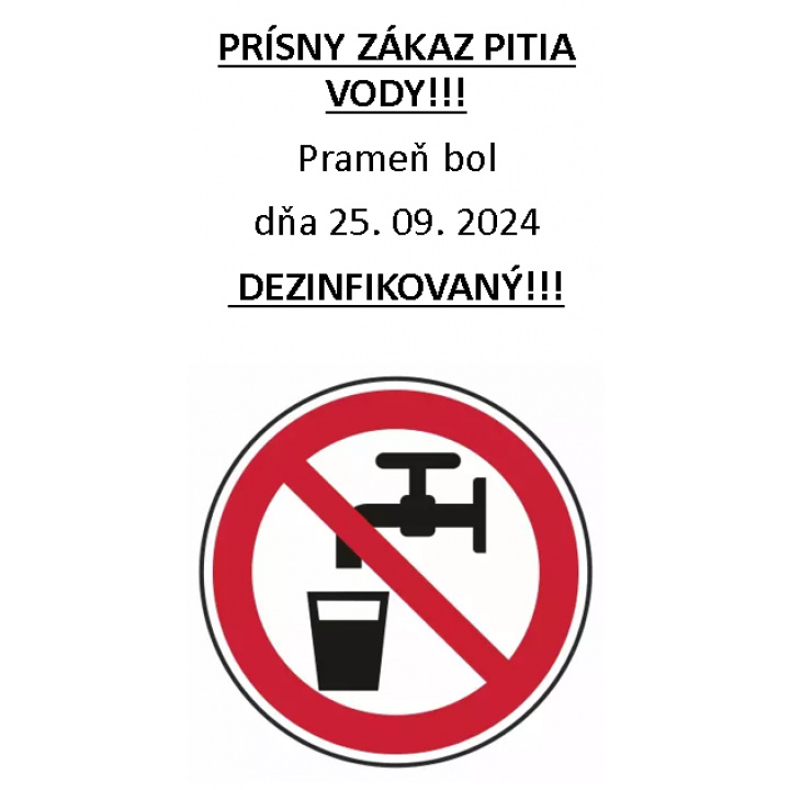 Zákaz pitia z prameňa po dezinfekcii